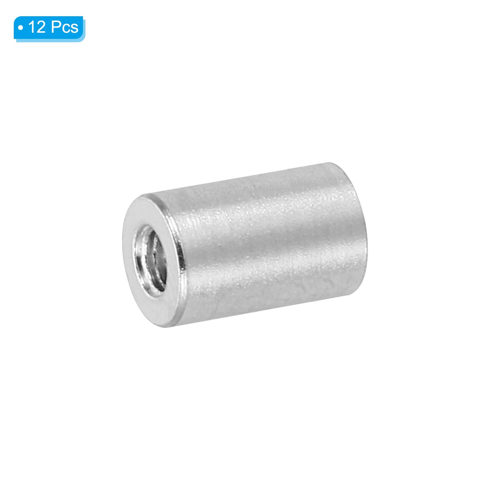 PATIKIL 12pcs M3 Metal Threaded Standoff Spacer Nuts, Round Aluminum Spacers Female Coupling Screws, 1/8" ID x 1/4" OD - Image 3