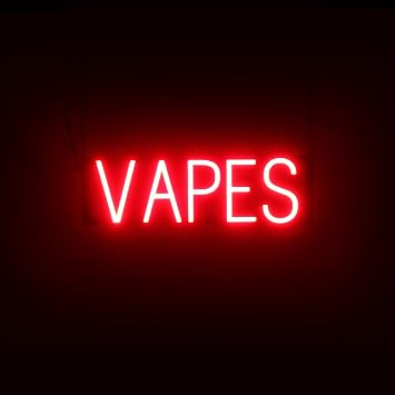 SpellBrite LED Neon VAPES Sign for Business - Red, 21" x 6"