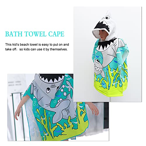 Kisangel Toalha de banho infantil macia com capuz toalha de banho de tubarão desenho animado poncho