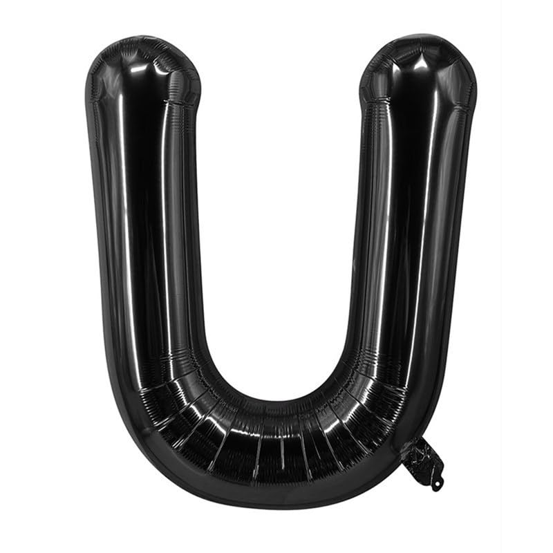 Globo de aluminio con letra U para rellenar con helio, 100 cm, color negro