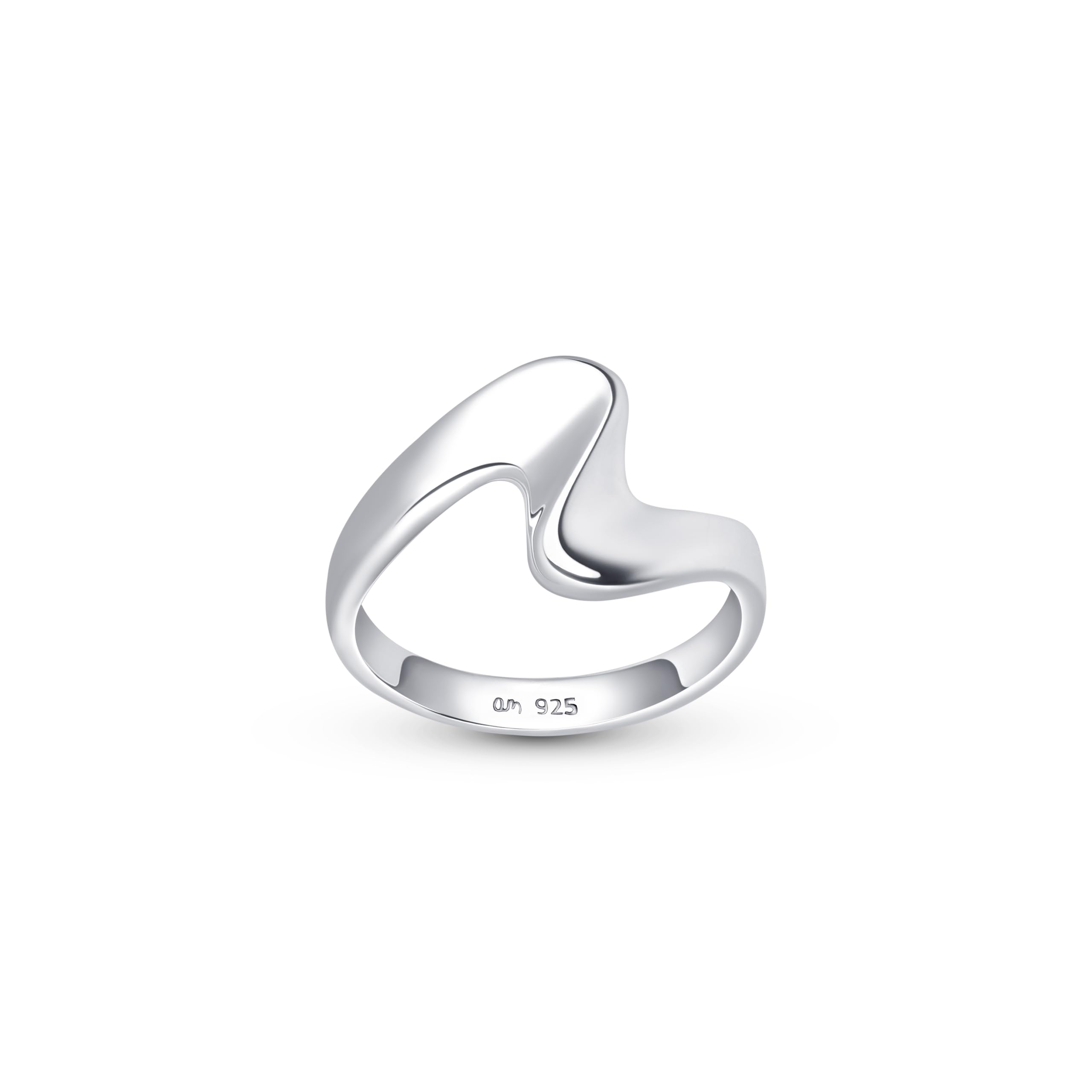 Amberta Anillo Olas de Mar de Plata de Ley para Mujer | Anillo Olas | Anillo Apilable Plata | Anillo Mujer Plata