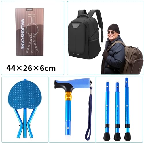 YOKABOZE Anti-Slip Walking Cane with Seat Folding Lightweight,Walking Stick Height Adjustment,Portable and Sturdy Cane Chair for Travel Outdoor Use, Queuing, Elderly Women and Men