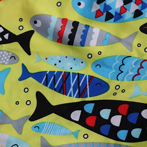 Conjunto de shorts de natação para meninos da Liobo com desenho animado e touca de natação, Amarelo,