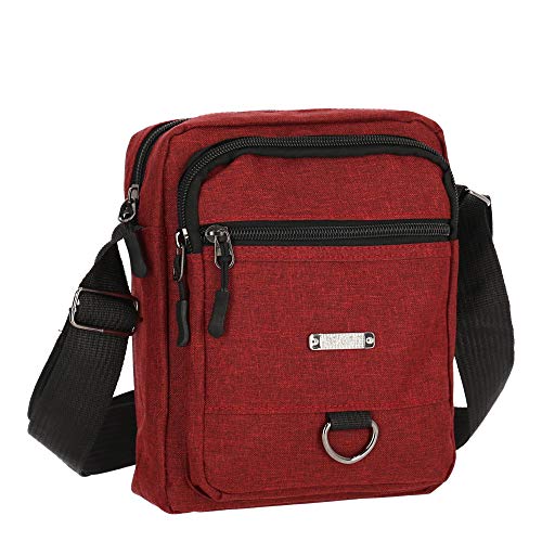 Generig Bolso bandolera para hombre, unisex, para deporte, tiempo libre, de poliéster ligero, color Rojo, talla Small