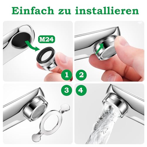 Honyear 5 Stück Strahlregler M24 - Wasserhahn sieb Einsatz Außengewinde, Mischdüse mit Edelstahlfilter inkl. Verchromten Mischdüsenschlüssel, für Wasserhähne