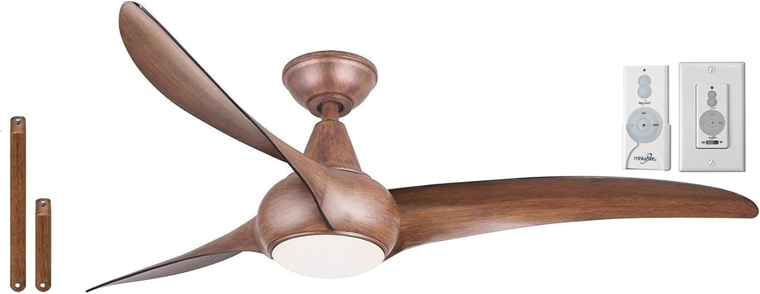Minka-Aire F844-DK Light Wave 52" Low Profile Ceiling Fan, Distressed Koa with Remote and Included Wall Control and 3.5" Downrod