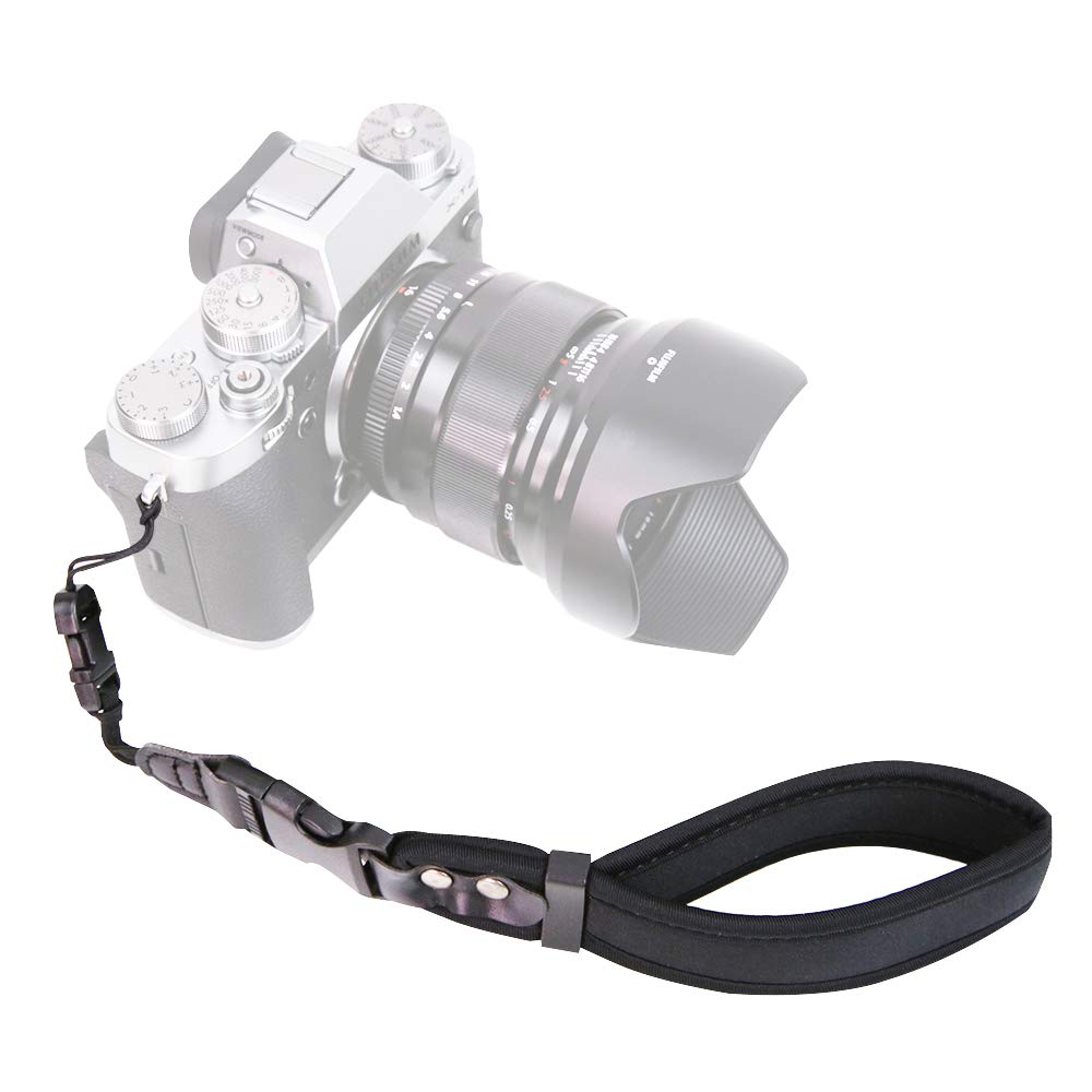 Foto&Tech Camera Wrist Strap Heavy Duty Safety Neoprene Wrist Strap + Quick Release Adjustable Compatible with DSLR SLR Mirrorless Point & Shoot