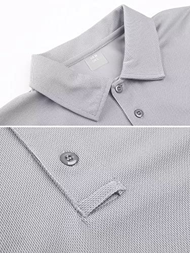 MAGCOMSEN Work Shirts for Men Golf Shirts Fishing Shirts Casual Shirts Quick Dry Shirts Golf Polo Shirts Light Grey XL