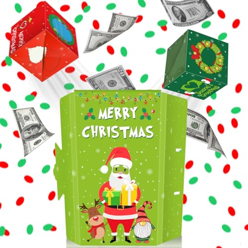 Carte de Noël pop-up avec confettis surprise et enveloppe porte-billet originale