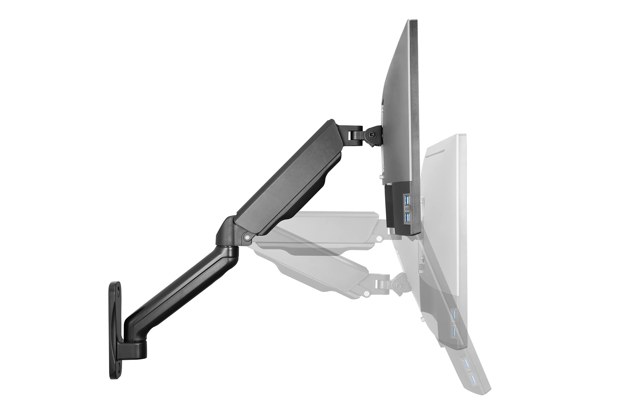 DIGITUS Soporte de Pared para Monitor con Muelle presión de Gas y Brazo Giratorio - para Pantallas 15-32" - 9 kg Carga máx. - VESA máx. 100x100 - Giratorio, inclinable, rotativo y Regulable en Altura
