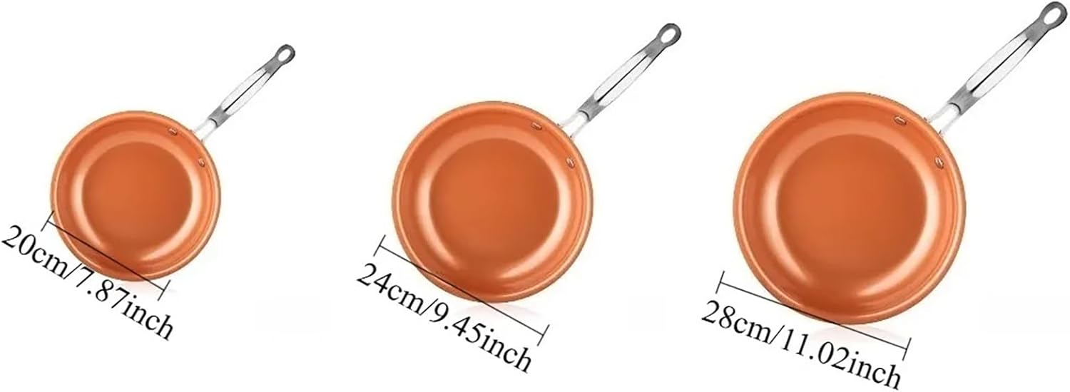 Copper Pans for Cooking, Nonstick Copper Frying Pan with Heat-Resistant Stainless Steel Handle, Easy Clean Dishwasher Safe Cookware for All Stovetops(10 inch)