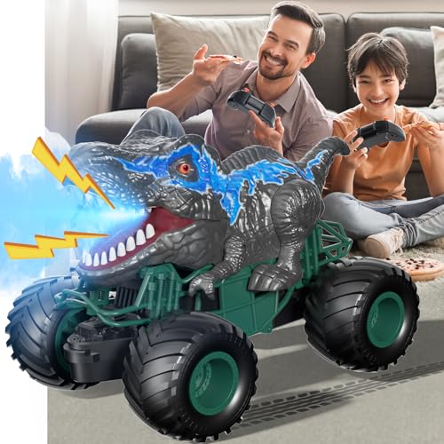 Bennol 2.4GHz Dinosaur Remote Control Car Toys for Kids Boys 4-7 5-7 8-12, RC Dinosaur Car Toys with Light, Sound, Spray, Indoor Outdoor Toys Gifts for 3 4 5 6 Year Old Boys, RC Car Toys for Boys