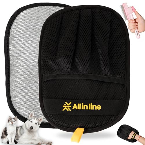 Pet Hair Removal Glove for Dogs & Cats | Upgraded Reusable Electrostatic Grooming Glove with Bonus Shedding Brush & Detangling Comb | Hair Remover for Clothes, Sofa, Carpet, beds, & Car Seats