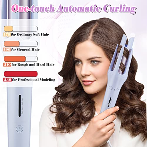 Augot Automatic Curling Iron, 1.26Inch Hair Curling Wand Portable Electric Curling Iron With 4 Temperature And Auto Shut-Off, Ptc Heating Automatic Hair Curler For Long Hair Styling Tool (Lavender) #TOP1
