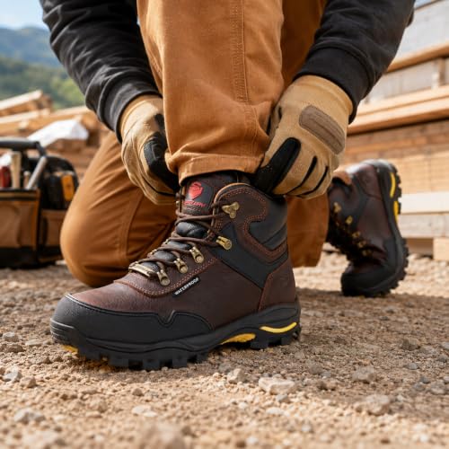 Image of SUREWAY Men's 6 inch Soft /Steel Toe Heavy Duty Waterproof Work Boot | Lace Up,Oil /Slip Resistant Industrial Ankle Safety Boots,Roofing, Hunting