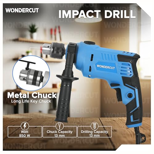 Image of WONDERCUT Professional-Impact Drill Tool Kit, 810W, 3000 RPM,13mm Chuck, Blue BMC Box WC-13DK-600 Power & Hand Tool Kit (160 Tools)