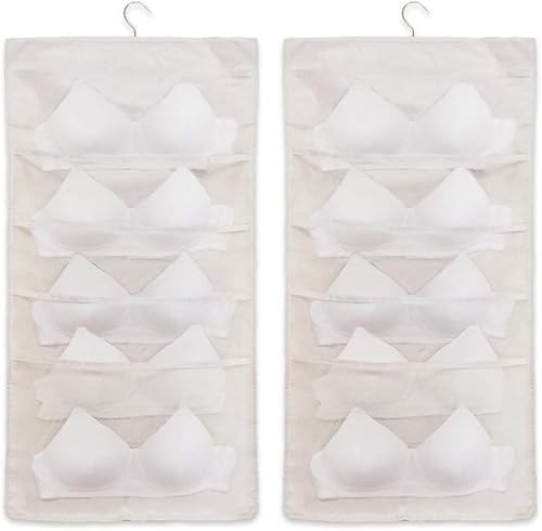 Organizador colgante de armario para sujetadores de gran tamaño con bolsillos de malla ampliados de doble cara para almacenamiento de ropa interior