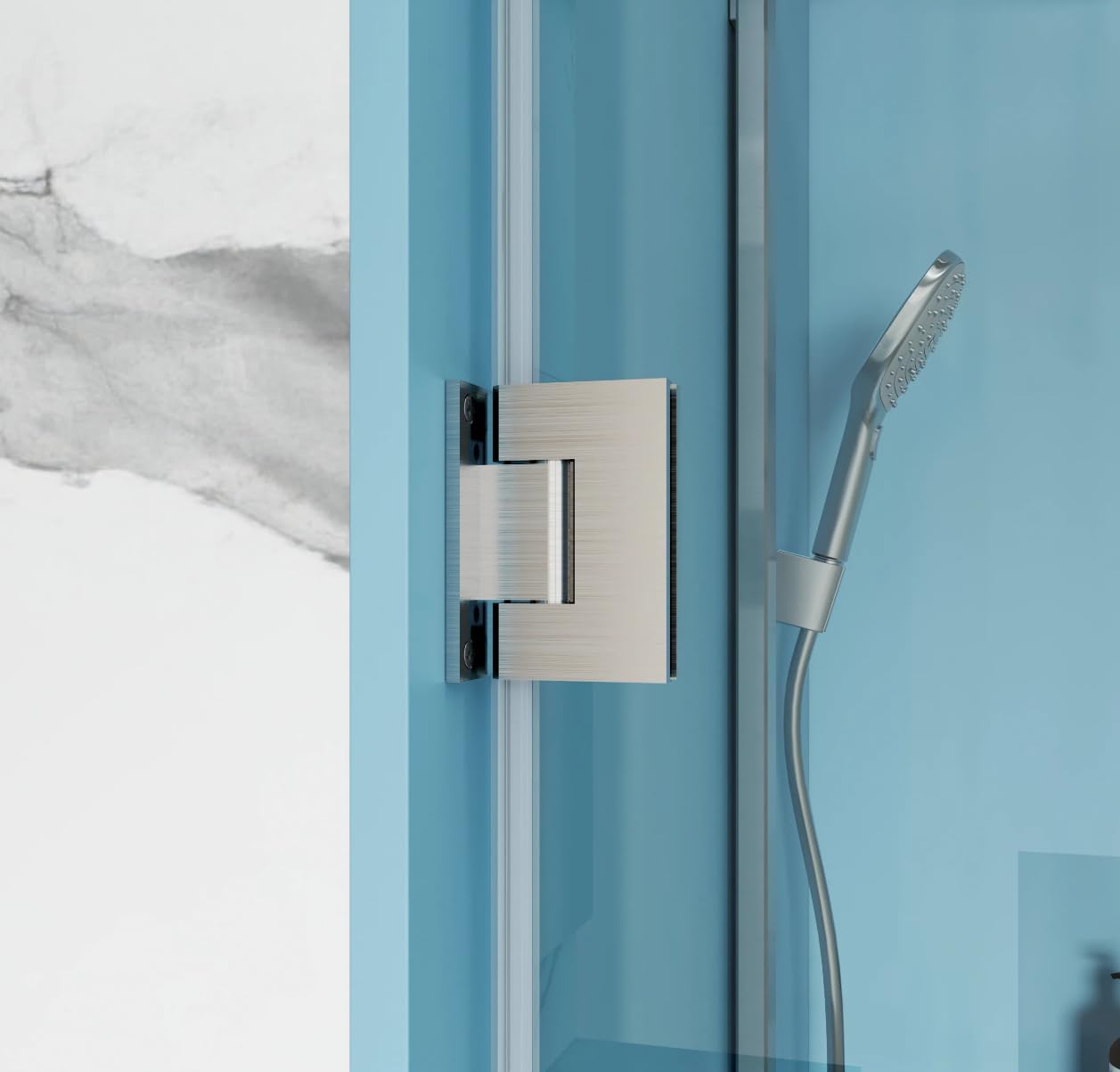 Shower Door Hardware Kit Frameless Swing Hinged Corner Shower Enclosure Accessories Parts for 5/16” 3/8” to 1/2" Thick Glass Glass Clamp ，Includes Shower Door Hinges and Handles - Brushed Gold