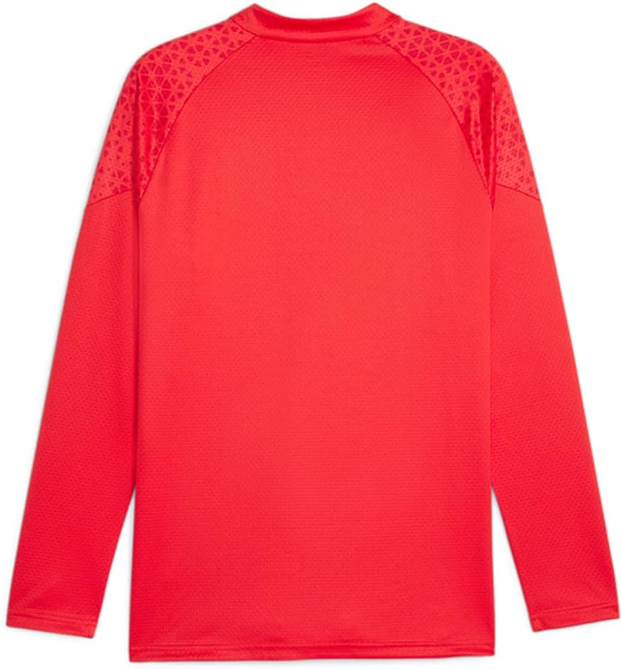 PUMA Mens Ac Milan Crew Neck Long Sleeve Quarter Zip Shirt Casual Tops Casual - Red