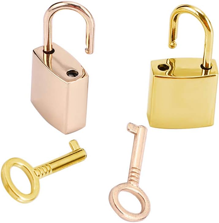 Mini Metal Lock - Zinc Replacement Pad-Lock with 3 Keys, Mirror Glossy, Gold