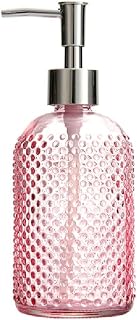 Dispensador de jabón de vidrio grueso de 14.5 onzas, dispensador de jabón de encimera de seis colores, dispensador innovador de jabón para platos (gris) (rosa)