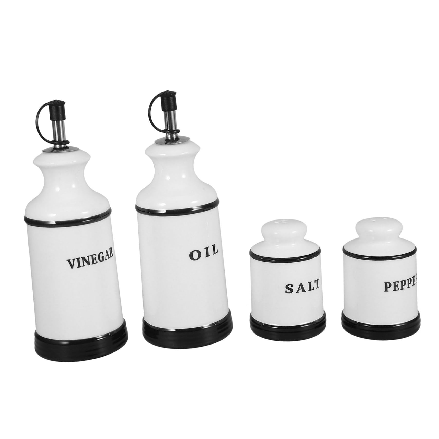 COLLBATH 4piezas Frascos De Condimentos Cerámicos Para Cocina Dispensador De Sal y Pimienta Organizador De Especias Para Aceite Vinagre y Aderezo Decoración De Cocina
