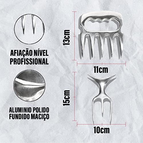 Garra De Urso + Garfo Tridente Metal Alumínio Churrasco Top