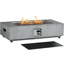 Afterglow Firepits All Terrafab External Gas Tank for Outdoor Use Rectangular 50000 Btu for Outside Patio Backyard Garden, Gray Travertine