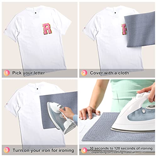 52 Pcs Iron On Letters, Testyu A-Z Chenille Letter Patches, Alphabet Appliques Varsity Letters For Clothing Jackets Shirt Bags Diy(White) #TOP6