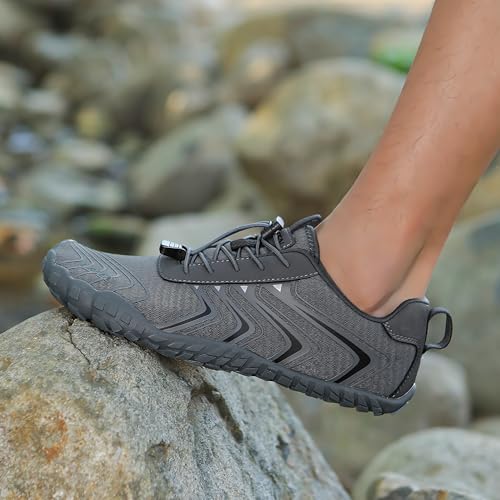 Image of UBFEN Water Shoes for Men Women Quick Dry Swim Aqua Socks | Lightweight Barefoot-style Fit, Rubber Sole, Hiking, Fishing, Kayaking, Beach, Pool, Boating, Diving And Water-to-land Wear