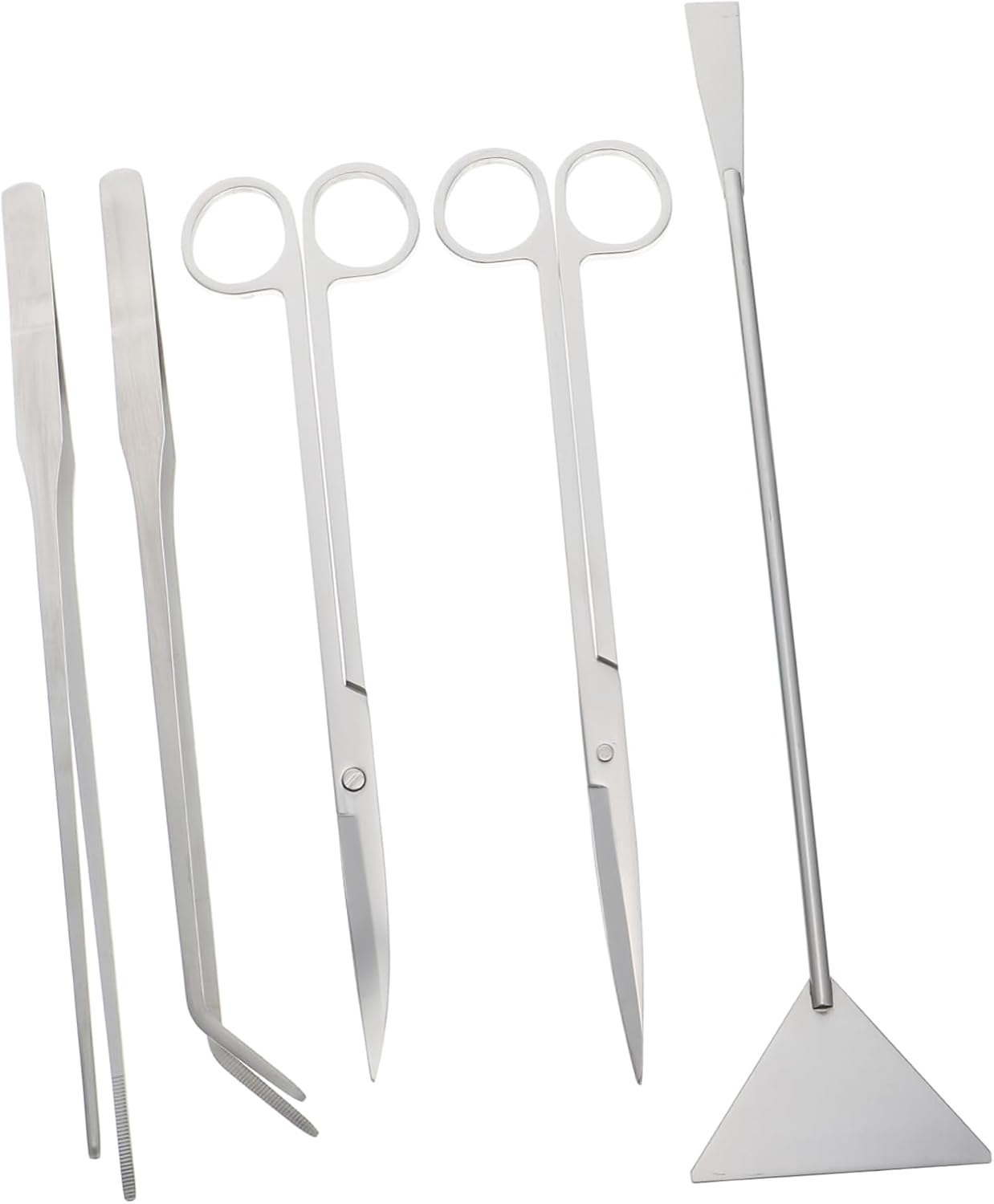 Stainless Steel Aquarium Scissors Set Multi-Function Aquatic Plant Tools for Easy Trimming and Cleaning Includes Tweezer Shovel and Long Scraper for Fish Tank Maintenance