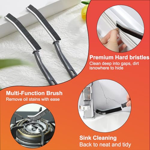 Image of 13 PCS Window Groove Cleaning Brushes Set with Hidden Scraper - Multifunctional Household Crevice Cleaner for Window Seals, Glass Door Tracks, Sliding Doors,Sinks, Toilets, faucets