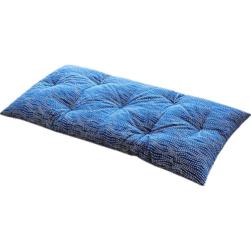 ふとんの石堂 天然繊維 手作り 木綿わた入り 長座布団(青)