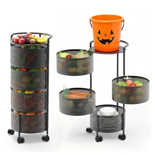 Rotating Kitchen Storage Rack on Wheels