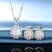 DwearBeauty Jewelry sets for Women, Silver Necklace and Earring set 18k White Gold Plated Opal Halo Pendant Necklace and Stud Earrings for Women