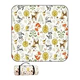 プレイマット 150×100cm 森の動物柄 クッションマット 厚手 1cm 折りたたみ 防水 滑りにくい お手入れ簡単 ベビー キッズ用 野外ピクニックマット