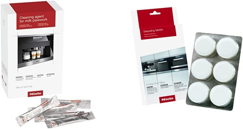 Miele Pipework Cleaner for Coffee Machines, 100 Sachets & Descaling Tablets for Coffee Machines, Steam Ovens, Ovens, Ranges, 6 count