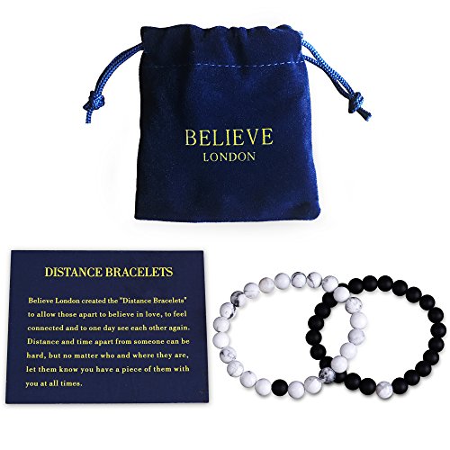 Believe London Distance Bracelets Couples Relationship Strong Elastic Friendship His Hers King Queen