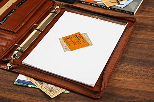 Handmade Leather Portfolio Binder - 3 Ring Binder Portfolio Genuine Leather Business Padfolio, Personlized Legal Pad Folio Folder for Lefty & Righty - Oil Brown - Thumbnail 4