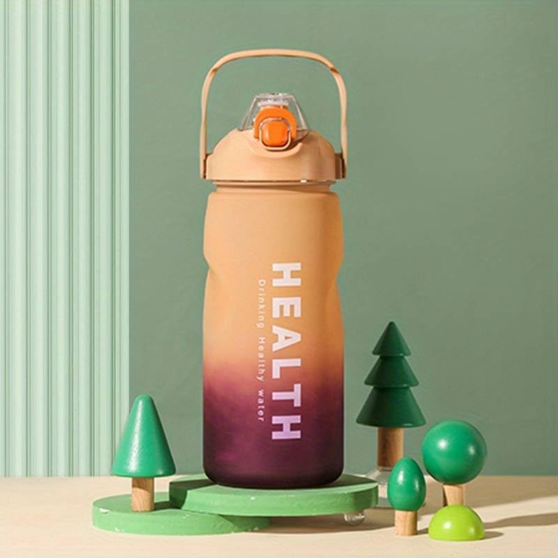 Image of Motivational Water Bottle with Straw & Handle, Large Sports Sipper Bottle with Time Marker, Flip Top Lid & Gradient Design, Gym Fitness Water Bottle for Men & Women, Travel & Daily Hydration
