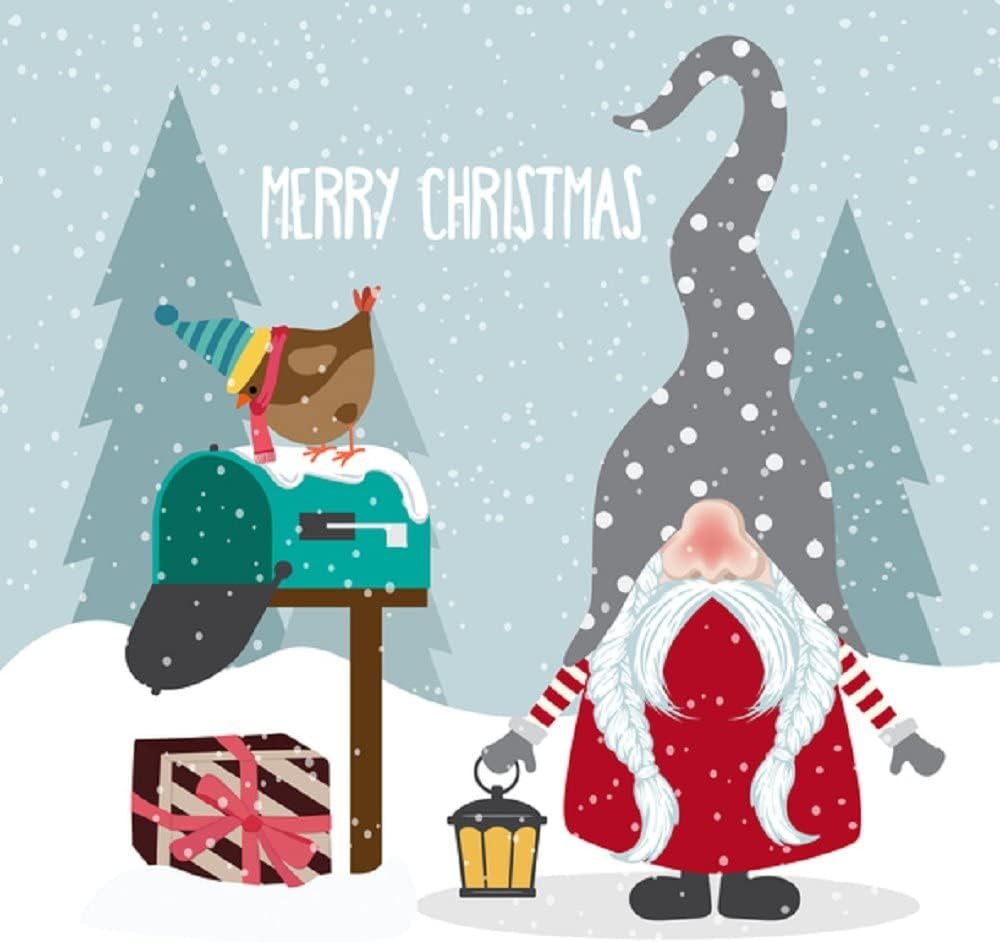 Joyful Christmas Gnome Fabric Panel - Gray 18 Inches by 18 Inches