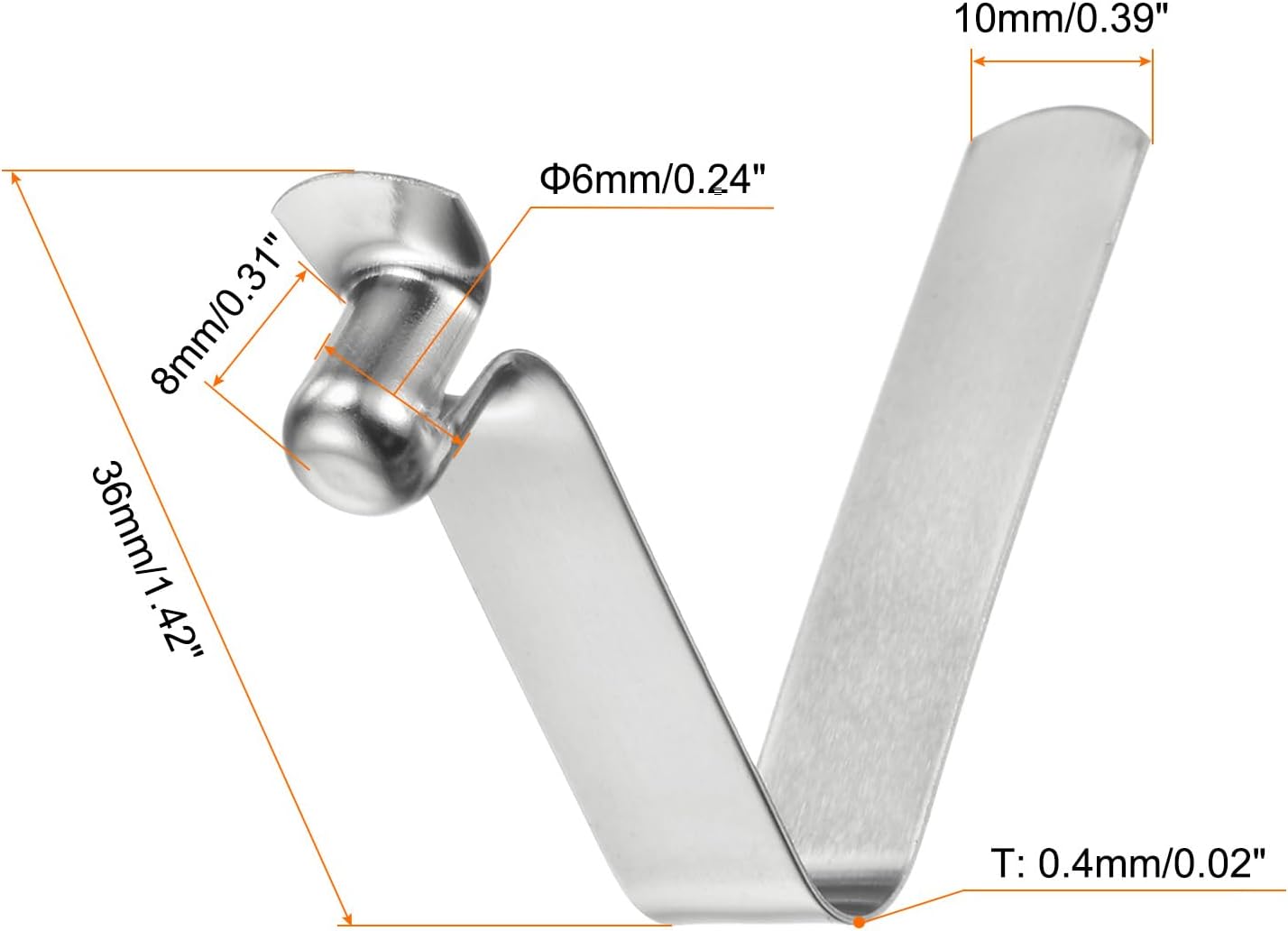 HARFINGTON 8pcs Single Button Kayak Paddle Snap Spring Clip 6x8x36mm 65Mn Spring Steel V-Shaped Hollow Lift Telescopic Locking Tube Pole Clips for Tent Umbrella Camping