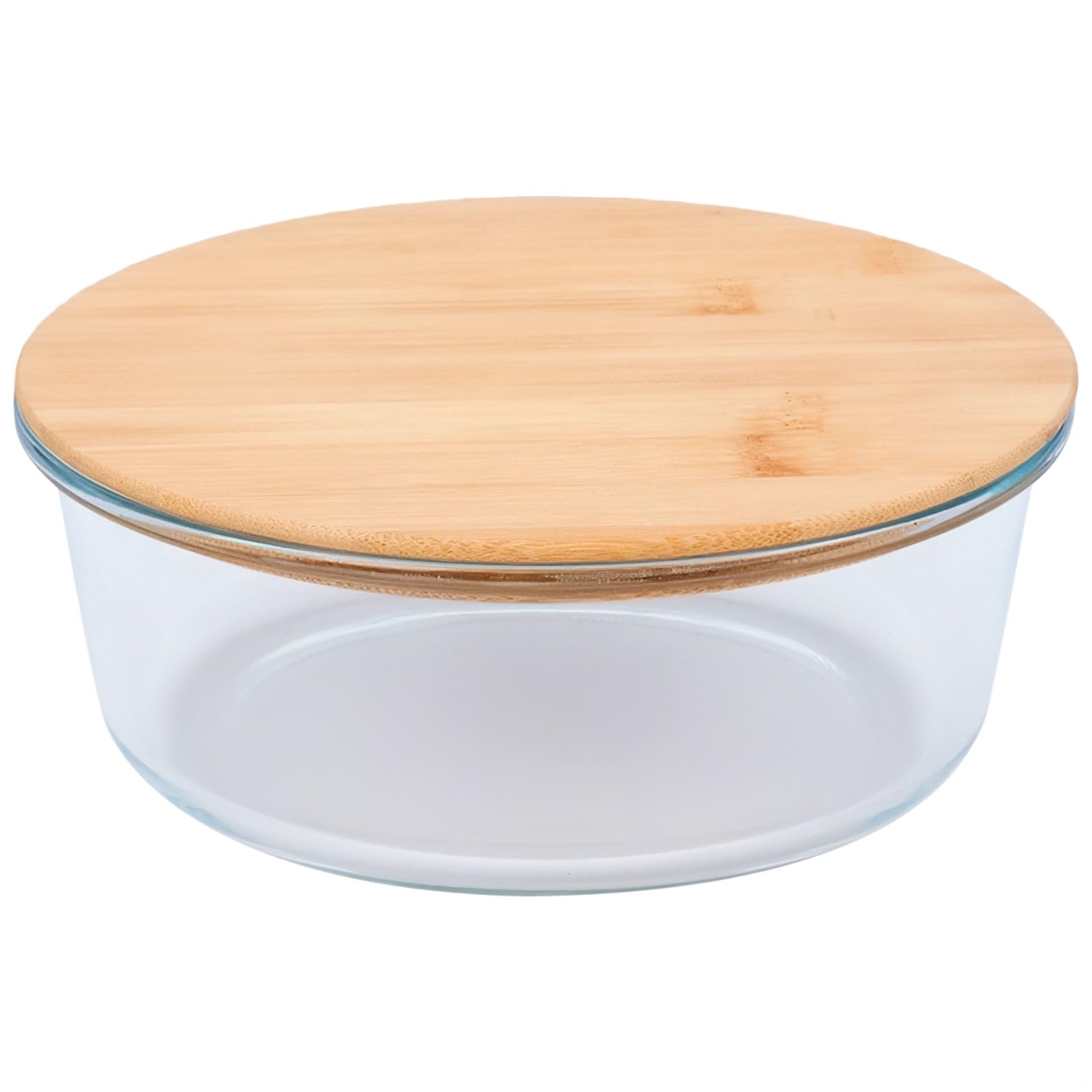 Cuenco grande de cristal de 1300 ml con tapa de bambú, hermético, apto para microondas y lavavajillas, ideal para ensaladas y postres