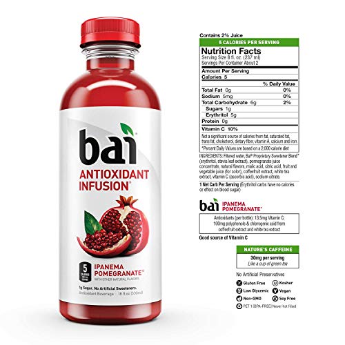 Bai Flavored Water, Ipanema Pomegranate, Antioxidant Infused Drinks, 18 Fl Oz Bottle #TOP2