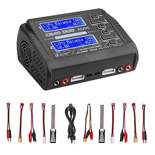 Aorika LiPo Battery Charger Discharger Balance Dual AC150W DC240W 10A C240 Duo 1-6S RC Chargers for Li-ion Life NiCd NiMH LiHV PB Smart Battery