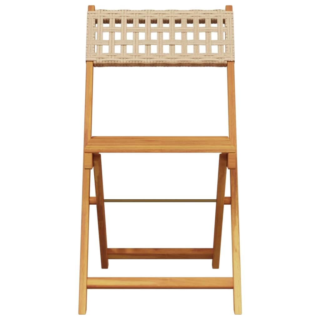 Home Garden, set da 3 pezzi da bistrot beige in polyrattan e legno massello
