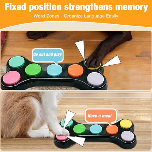 Hunde Buzzer Mit Aufnahmefunktion, Satz Von 7 Farben Hunde Kommunikation Button, Buzzer mit Sound, Hunde Buttons zum sprechen, Hundeknopf für die Kommunikation, Buttons Intelligenzspielzeug Für Hunde