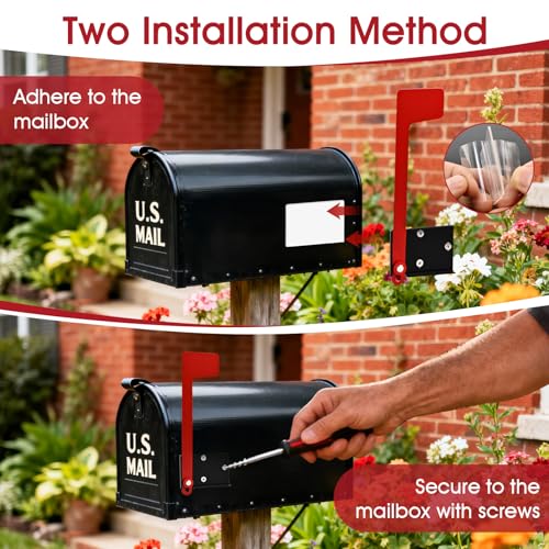 Mailbox Flag Replacement Kit - Galvanized Steel Flag Holder for Mailbox Door, Two-Way Installation for Wood, Wall, Metal or Stone Mailboxes - Thumbnail 4