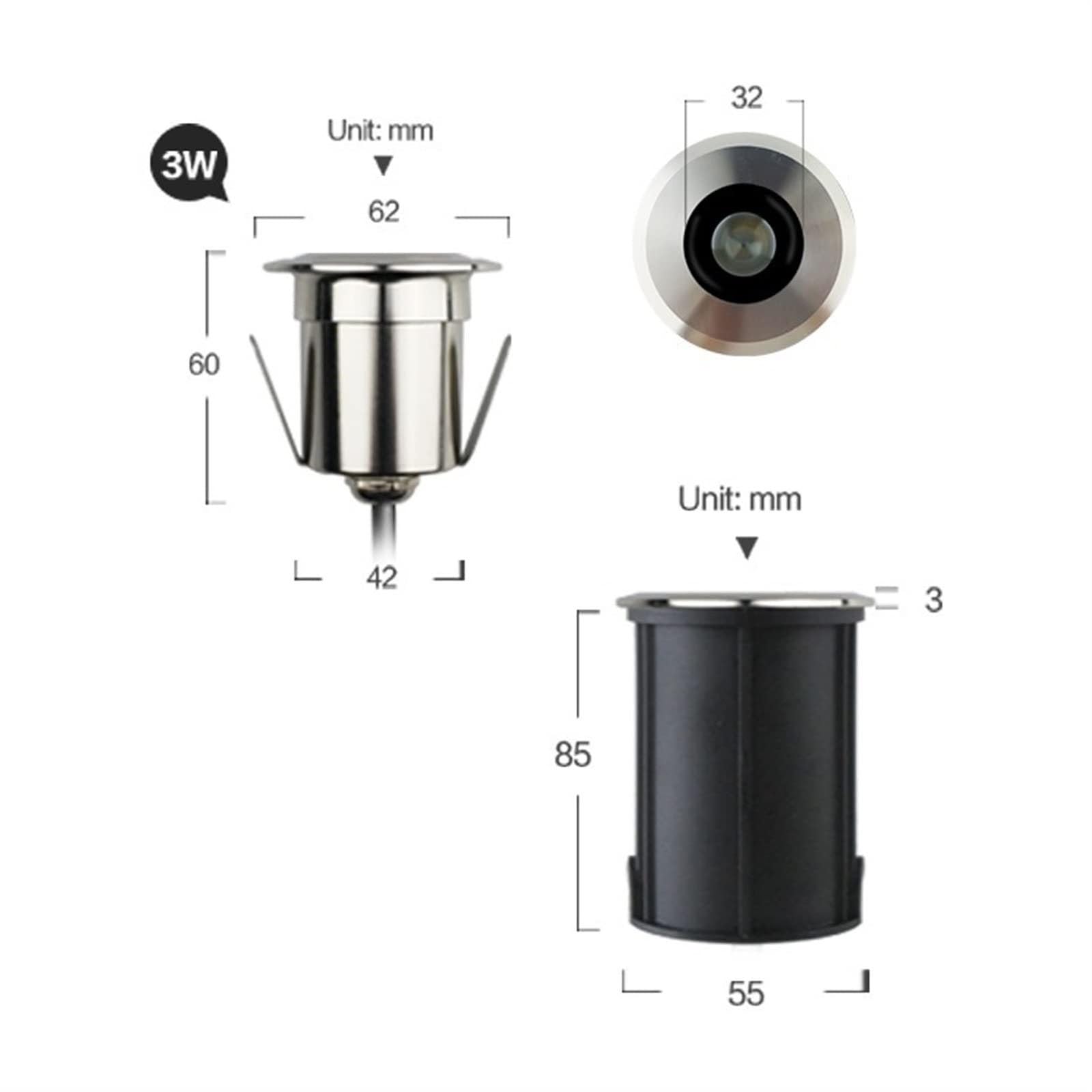 Luce interrata for esterni - Luci paesaggistiche a LED, Faretto da pavimento incorporato, Luce subacquea a fascio stretto impermeabile IP68, for giardino/scale(Cold White,DC24V)