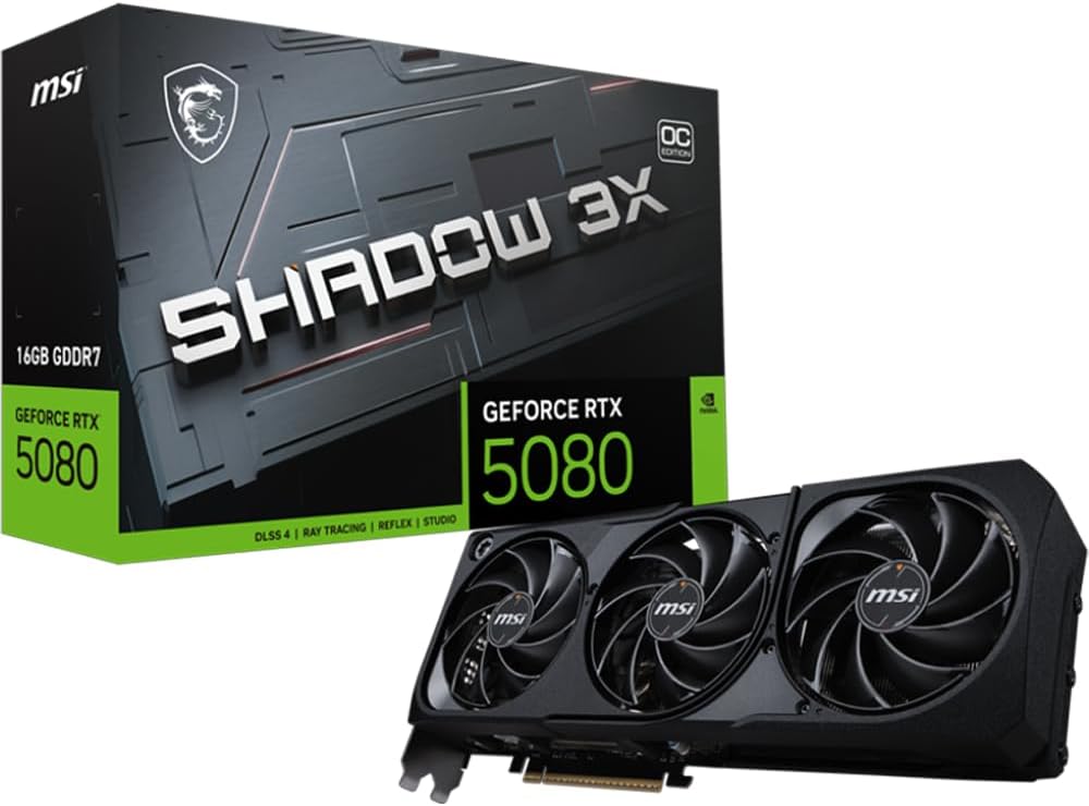 MSI GeForce RTX 5080 16G SHADOW 3X GDDR7 DLSS 4 256-Bit Graphics Card